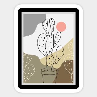 Abstract Desert Cactus Minimalist wall Art Sticker